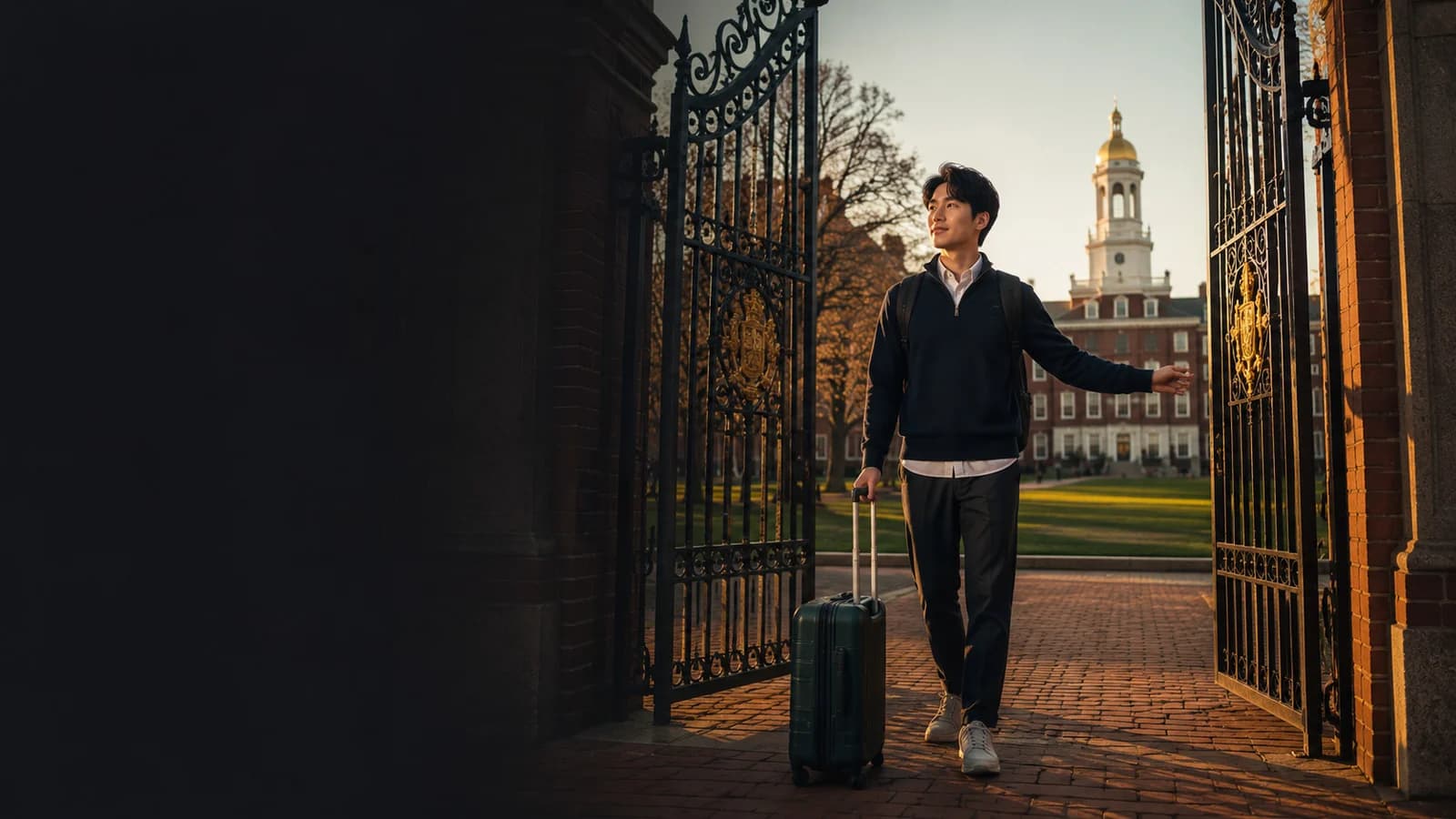International student at open university gates, clearing the path to study overseas
